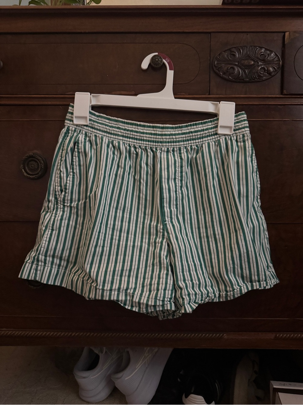 GAP Green and White Striped Athletic Shorts